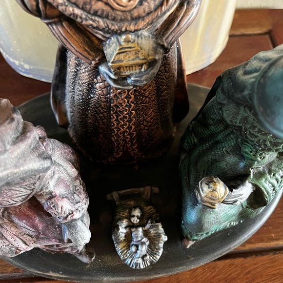 Three Wise Men or Three Kings unique ceramic bronze like art - Picture 10 of 12